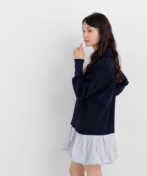 N.（N. Natural Beauty Basic）（エヌエヌナチュラルビューティーベーシック）の「バルーンミニニットワンピ（ワンピース・レディース・グレー系その他/ネイビー系・ﾌﾘ-）」の6枚目の写真