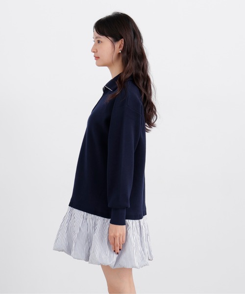 N.（N. Natural Beauty Basic）（エヌエヌナチュラルビューティーベーシック）の「バルーンミニニットワンピ（ワンピース・レディース・グレー系その他/ネイビー系・ﾌﾘ-）」の8枚目の写真