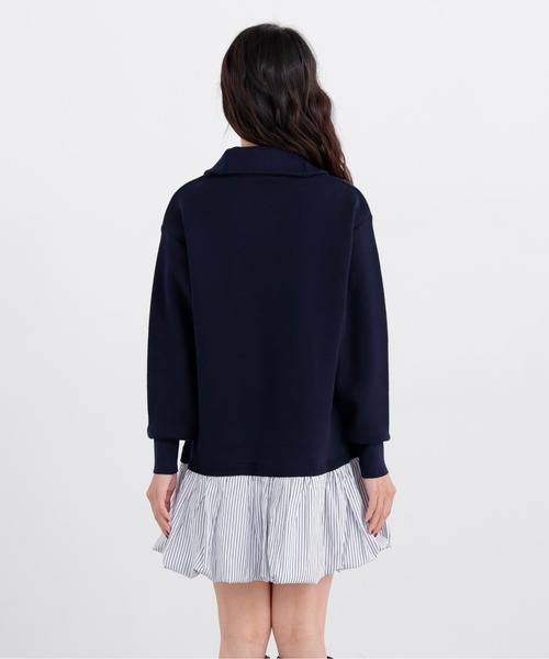 N.（N. Natural Beauty Basic）（エヌエヌナチュラルビューティーベーシック）の「バルーンミニニットワンピ（ワンピース・レディース・グレー系その他/ネイビー系・ﾌﾘ-）」の9枚目の写真