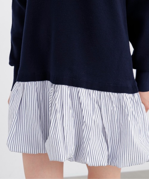 N.（N. Natural Beauty Basic）（エヌエヌナチュラルビューティーベーシック）の「バルーンミニニットワンピ（ワンピース・レディース・グレー系その他/ネイビー系・ﾌﾘ-）」の12枚目の写真