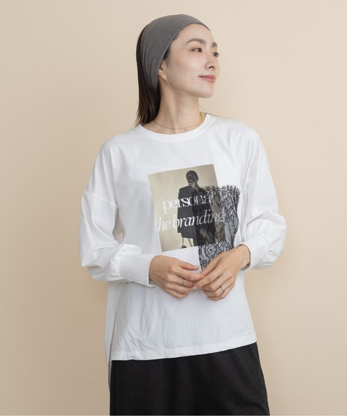 lodie(ロディ)の「フォト×レース ロンT(Tシャツ/カットソー・レディース・ブラック/アイボリー/ベージュ/チャコールグレー・FREE)」の9枚目の写真