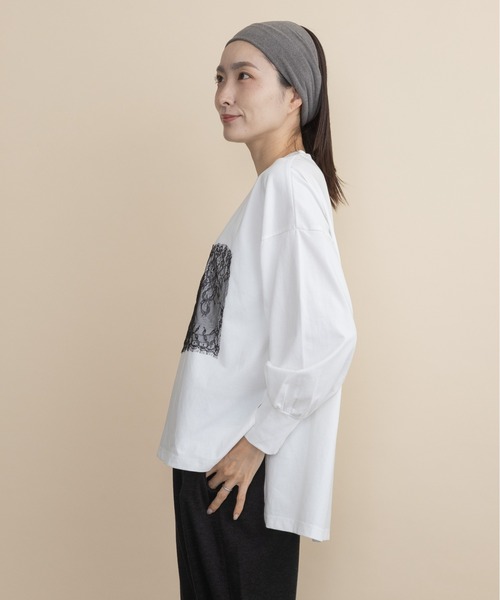 lodie(ロディ)の「フォト×レース ロンT(Tシャツ/カットソー・レディース・ブラック/アイボリー/ベージュ/チャコールグレー・FREE)」の12枚目の写真