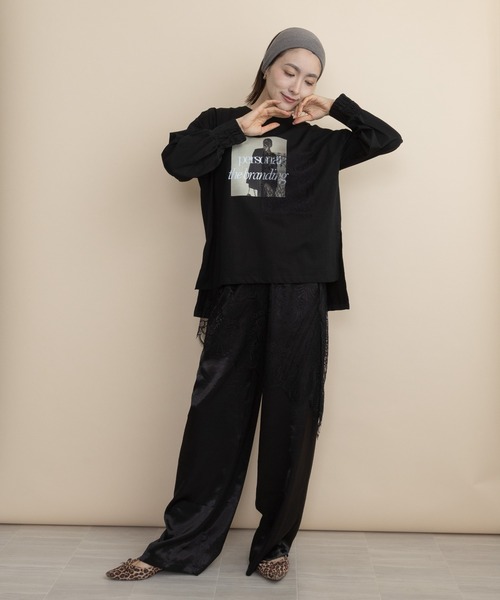 lodie(ロディ)の「フォト×レース ロンT(Tシャツ/カットソー・レディース・ブラック/アイボリー/ベージュ/チャコールグレー・FREE)」の20枚目の写真