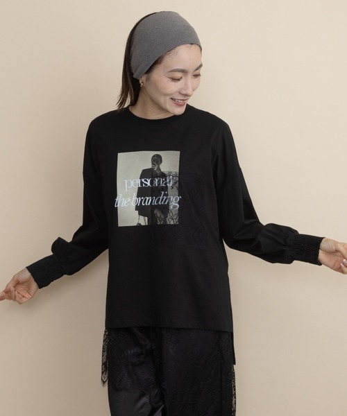 lodie(ロディ)の「フォト×レース ロンT(Tシャツ/カットソー・レディース・ブラック/アイボリー/ベージュ/チャコールグレー・FREE)」の19枚目の写真