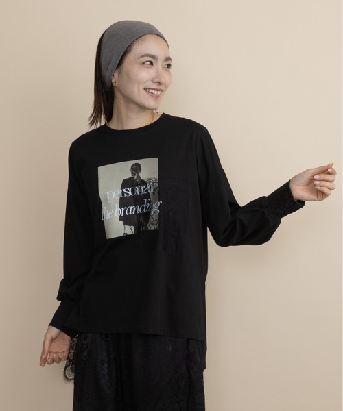 lodie(ロディ)の「フォト×レース ロンT(Tシャツ/カットソー・レディース・ブラック/アイボリー/ベージュ/チャコールグレー・FREE)」の22枚目の写真