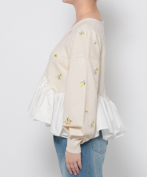 mysty woman(ミスティウーマン)の「刺繍ペプラムトップス 1077977(ニット/セーター・レディース・アイボリー/ブラック・FREE)」の14枚目の写真