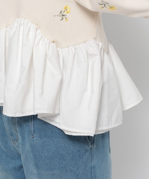 mysty woman(ミスティウーマン)の「刺繍ペプラムトップス 1077977(ニット/セーター・レディース・アイボリー/ブラック・FREE)」の18枚目の写真
