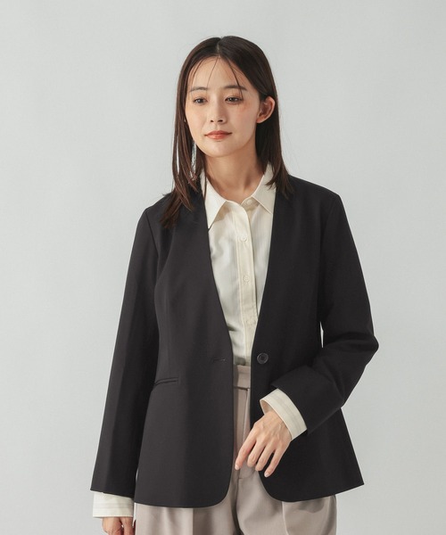 GLOBAL WORK(グローバルワーク)の「ウツクシルエットノーカラージャケット/766164(ノーカラージャケット・レディース・ブラック/モカ/ネイビー・X-LARGE/LARGE/MEDIUM/SMALL)」の7枚目の写真
