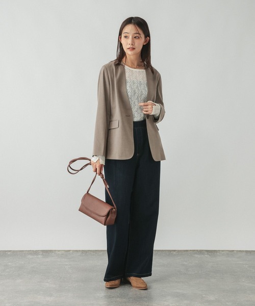 GLOBAL WORK(グローバルワーク)の「ウツクシルエットノーカラージャケット/766164(ノーカラージャケット・レディース・ブラック/モカ/ネイビー・X-LARGE/LARGE/MEDIUM/SMALL)」の9枚目の写真
