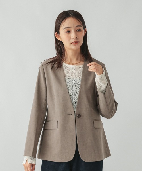 GLOBAL WORK(グローバルワーク)の「ウツクシルエットノーカラージャケット/766164(ノーカラージャケット・レディース・ブラック/モカ/ネイビー・X-LARGE/LARGE/MEDIUM/SMALL)」の11枚目の写真