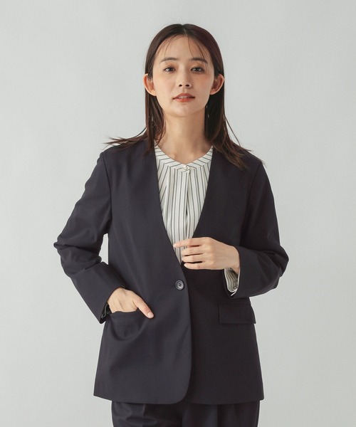 GLOBAL WORK(グローバルワーク)の「ウツクシルエットノーカラージャケット/766164(ノーカラージャケット・レディース・ブラック/モカ/ネイビー・X-LARGE/LARGE/MEDIUM/SMALL)」の14枚目の写真