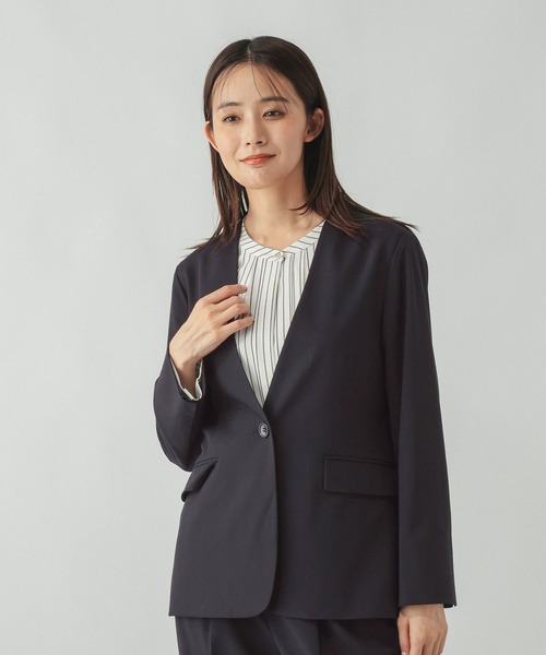 GLOBAL WORK(グローバルワーク)の「ウツクシルエットノーカラージャケット/766164(ノーカラージャケット・レディース・ブラック/モカ/ネイビー・X-LARGE/LARGE/MEDIUM/SMALL)」の15枚目の写真