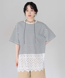 裾レースドッキングチュニック