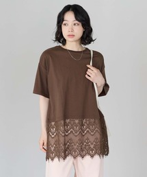 裾レースドッキングチュニック