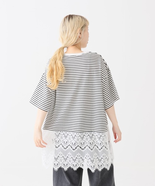 HEART MARKET(ハートマーケット)の「裾レースドッキングチュニック(Tシャツ/カットソー・レディース・ダークブラウン/グレイッシュベージュ/ホワイト/ブラック系/ブラック・FREE)」の14枚目の写真