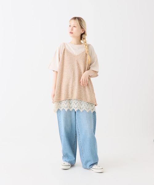 HEART MARKET(ハートマーケット)の「裾レースドッキングチュニック(Tシャツ/カットソー・レディース・ダークブラウン/グレイッシュベージュ/ホワイト/ブラック系/ブラック・FREE)」の17枚目の写真