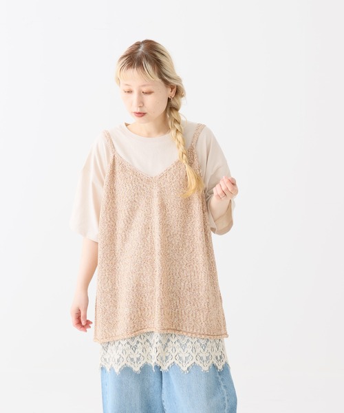 HEART MARKET(ハートマーケット)の「裾レースドッキングチュニック(Tシャツ/カットソー・レディース・ダークブラウン/グレイッシュベージュ/ホワイト/ブラック系/ブラック・FREE)」の18枚目の写真