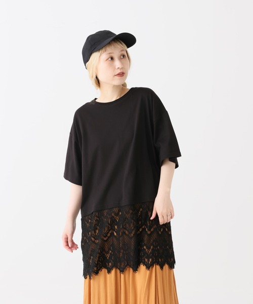 HEART MARKET(ハートマーケット)の「裾レースドッキングチュニック(Tシャツ/カットソー・レディース・ダークブラウン/グレイッシュベージュ/ホワイト/ブラック系/ブラック・FREE)」の20枚目の写真