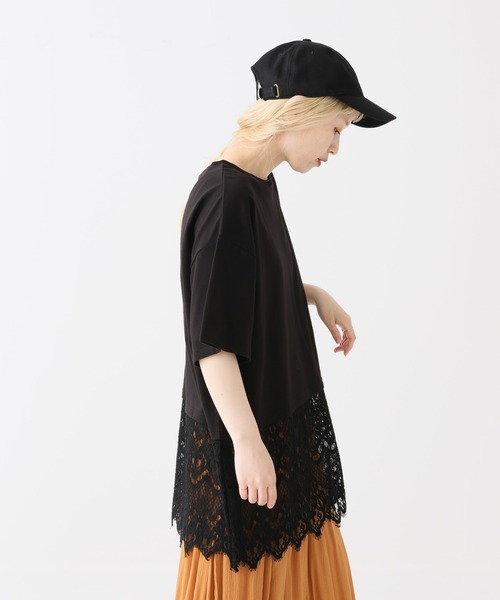 HEART MARKET(ハートマーケット)の「裾レースドッキングチュニック(Tシャツ/カットソー・レディース・ダークブラウン/グレイッシュベージュ/ホワイト/ブラック系/ブラック・FREE)」の21枚目の写真