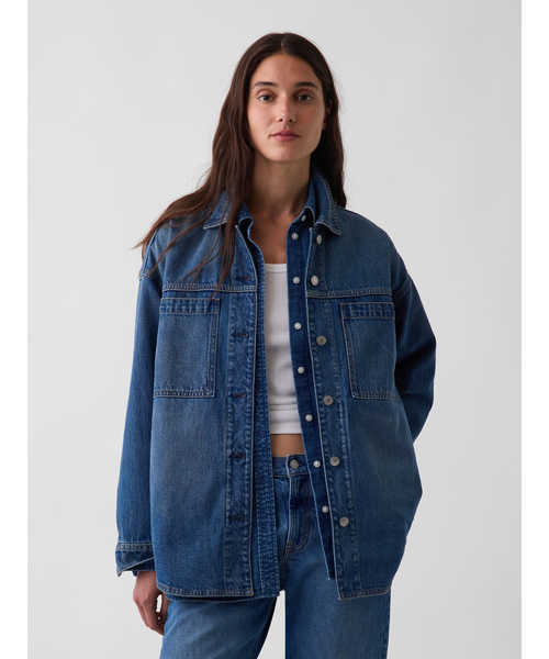 GAP(ギャップ)の「デニム オーバーサイズシャケット(デニムジャケット・レディース・インディゴブルー・S/M/XXS/L/XS)」の1枚目の写真
