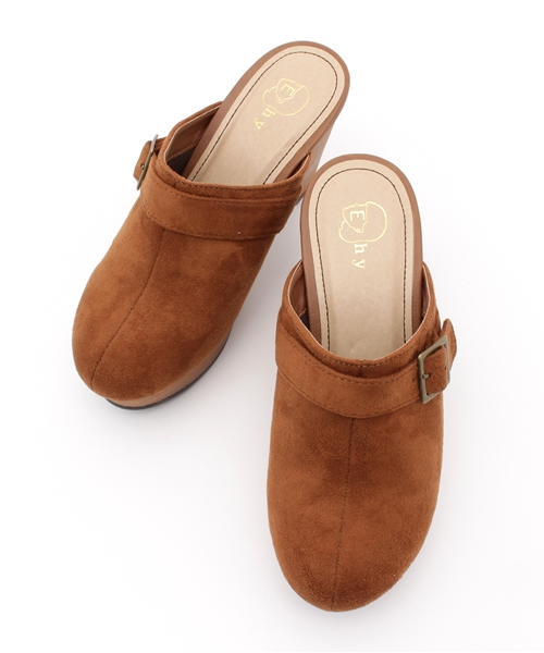 E hyphen world gallery（イーハイフンワールドギャラリー）の「スエード調サボ（サンダル・レディース・ダークブラウン/キャメル・MEDIUM/SMALL/LARGE）」の6枚目の写真