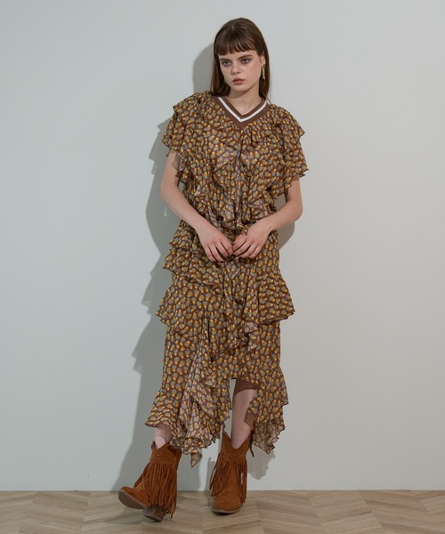 anna sui nyc(アナ スイ エヌ ワイ シー)の「MARY アシメロングスカート(スカート・レディース・ブラウン/ブラック・FREE)」の10枚目の写真