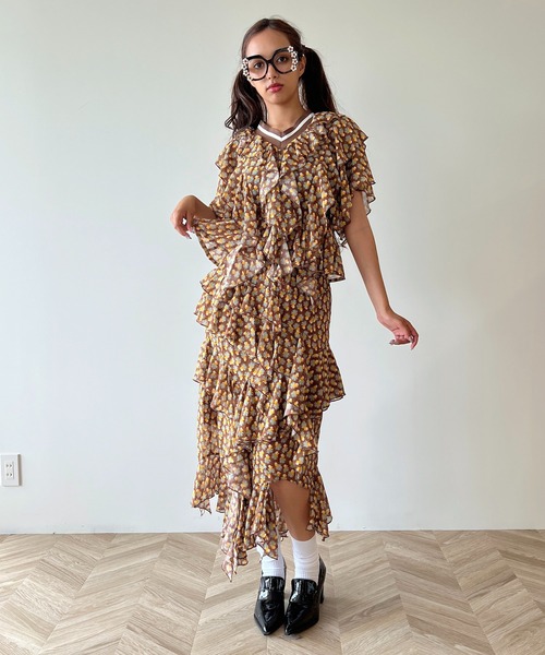 anna sui nyc(アナ スイ エヌ ワイ シー)の「MARY アシメロングスカート(スカート・レディース・ブラウン/ブラック・FREE)」の17枚目の写真