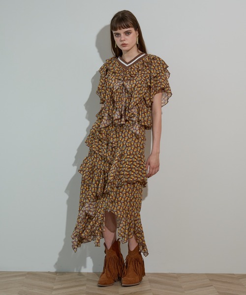 anna sui nyc(アナ スイ エヌ ワイ シー)の「MARY アシメロングスカート(スカート・レディース・ブラウン/ブラック・FREE)」の7枚目の写真