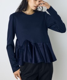 ベロアフリルヘムカットトップス 秋服 冬服 春服　ペプラムトップス　体系カバー　オケージョン
