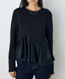 ベロアフリルヘムカットトップス 秋服 冬服 春服 ペプラムトップス 体系カバー オケージョン