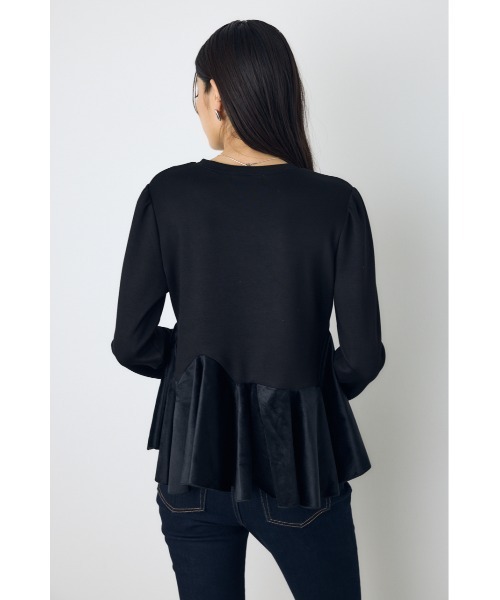 AZUL by moussy(アズールバイマウジー)の「ベロアフリルヘムカットトップス 秋服 冬服 春服 ペプラムトップス 体系カバー オケージョン(Tシャツ/カットソー・レディース・ネイビー/ブラック/ライトベージュ・FREE)」の7枚目の写真