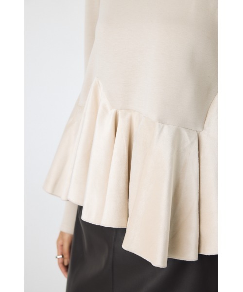 AZUL by moussy(アズールバイマウジー)の「ベロアフリルヘムカットトップス 秋服 冬服 春服 ペプラムトップス 体系カバー オケージョン(Tシャツ/カットソー・レディース・ネイビー/ブラック/ライトベージュ・FREE)」の19枚目の写真