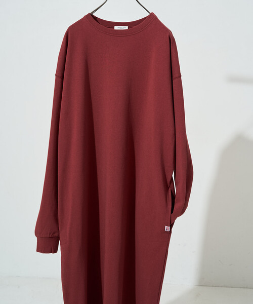 FREAK'S STORE(フリークスストア)の「限定展開 USAコットン ビッグ シルエット ロングスリーブ ワンピース(ワンピース・レディース・ネイビー/ブラック/ダークブラウン/ナチュラル/ストライプ/ワイン/オリーブ/ブルー・MEDIUM/SMALL)」の7枚目の写真