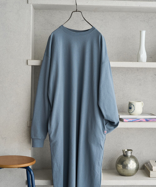 FREAK'S STORE(フリークスストア)の「限定展開 USAコットン ビッグ シルエット ロングスリーブ ワンピース(ワンピース・レディース・ネイビー/ブラック/ダークブラウン/ナチュラル/ストライプ/ワイン/オリーブ/ブルー・MEDIUM/SMALL)」の22枚目の写真