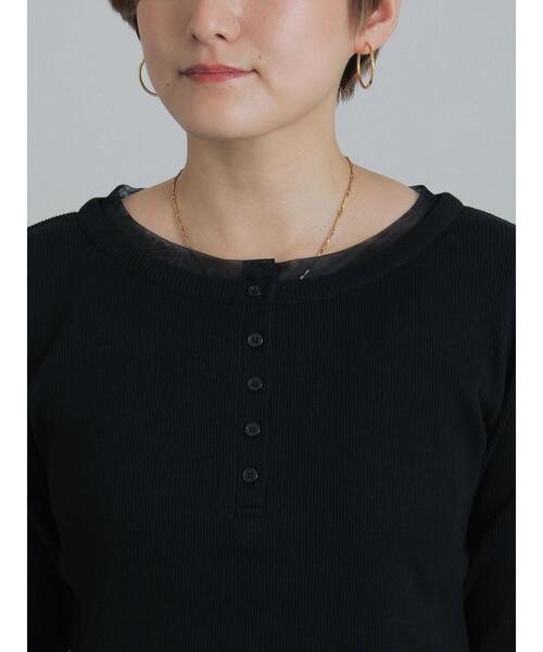 Te chichi(テチチ)の「ヘンリーネックシアーレイヤードトップス(Tシャツ/カットソー・レディース・ブラック/オフホワイト/イエロー・F)」の12枚目の写真