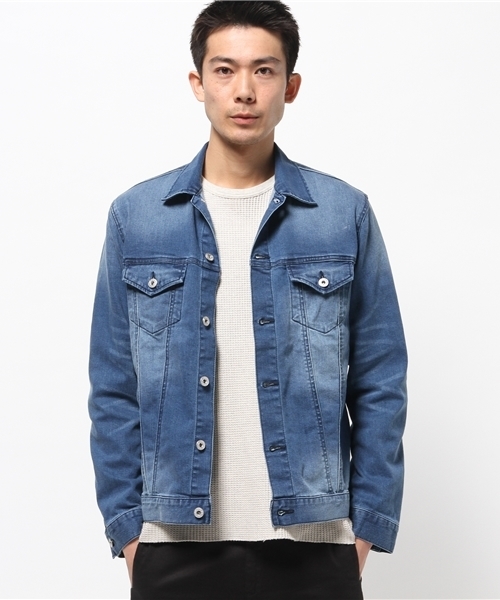 VENCEEXCHANGE（ヴァンスエクスチェンジ）の「デニムGジャン         （デニムジャケット・メンズ・オフホワイト/ブルー/ライトブルー・MEDIUM/LARGE）」の3枚目の写真