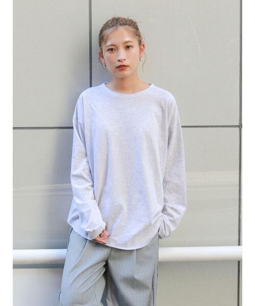 Ungrid(アングリッド)の「ラウンドロングスリーブTee(Tシャツ/カットソー・レディース・オフホワイト/ライトグレー/イエロー/ブラック・FREE)」の3枚目の写真