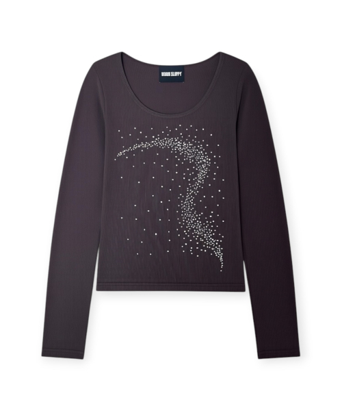 BORN SLIPPY(ボーンスリッピー)の「Future Wave リブ長袖Tシャツ (ブラウン)(Tシャツ/カットソー・レディース・その他・FREE)」の4枚目の写真