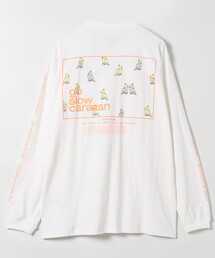 go slow caravan/ゴースローキャラバン USAコットン スクエアロゴ バックプリント 長袖Tシャツ
