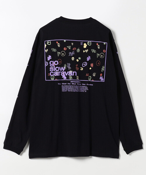 go slow caravan(ゴースローキャラバン)の「go slow caravan/ゴースローキャラバン USAコットン スクエアロゴ バックプリント 長袖Tシャツ(Tシャツ/カットソー・メンズ・ホワイト/オフホワイト/ブラック・5/4/3)」の3枚目の写真