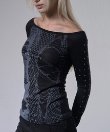 A'GEM/9 × .kom 『FANCY CLUB/ファンシークラブ』 WEB STUD OFF-SHOULDER/WEBスタッズオフショルダー