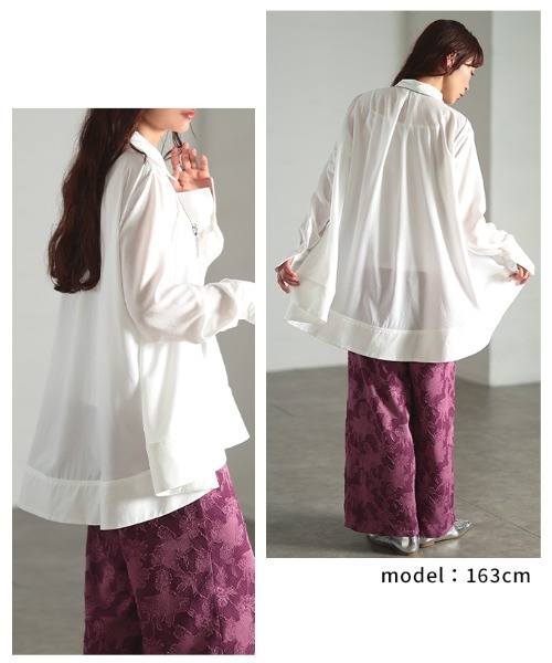 Sawa a la mode(サワアラモード)の「テールヘムフレアブラウス(シャツ/ブラウス・レディース・ブラック/オフホワイト・FREE)」の16枚目の写真
