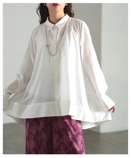 Sawa a la mode(サワアラモード)の「テールヘムフレアブラウス(シャツ/ブラウス・レディース・ブラック/オフホワイト・FREE)」の22枚目の写真