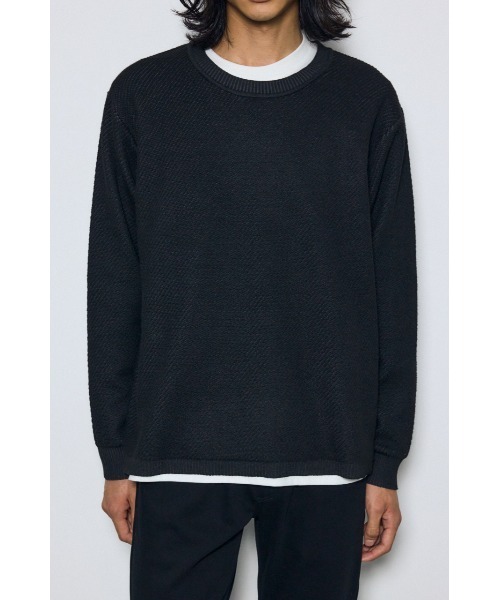 AZUL by moussy（アズールバイマウジー）の「【これ1つでコーデ完成】レイヤードニット&カットソートップス2点セット　秋服　冬服　春服　ロンT　無地　マシンウォッシャブル　洗濯機◎（ニット/セーター・メンズ・ブルー/グレー/ブラック・LARGE/MEDIUM）」の5枚目の写真