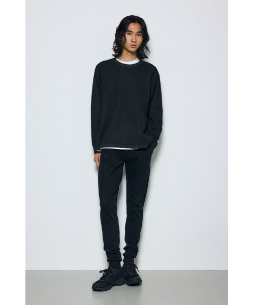 AZUL by moussy（アズールバイマウジー）の「【これ1つでコーデ完成】レイヤードニット&カットソートップス2点セット　秋服　冬服　春服　ロンT　無地　マシンウォッシャブル　洗濯機◎（ニット/セーター・メンズ・ブルー/グレー/ブラック・LARGE/MEDIUM）」の6枚目の写真
