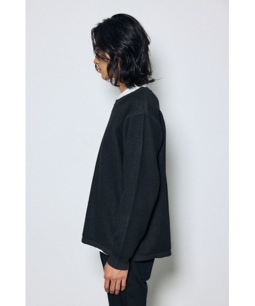 AZUL by moussy（アズールバイマウジー）の「【これ1つでコーデ完成】レイヤードニット&カットソートップス2点セット　秋服　冬服　春服　ロンT　無地　マシンウォッシャブル　洗濯機◎（ニット/セーター・メンズ・ブルー/グレー/ブラック・LARGE/MEDIUM）」の8枚目の写真
