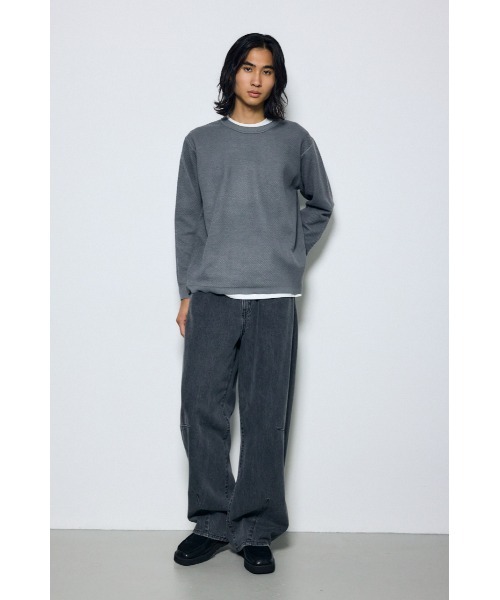AZUL by moussy（アズールバイマウジー）の「【これ1つでコーデ完成】レイヤードニット&カットソートップス2点セット　秋服　冬服　春服　ロンT　無地　マシンウォッシャブル　洗濯機◎（ニット/セーター・メンズ・ブルー/グレー/ブラック・LARGE/MEDIUM）」の18枚目の写真