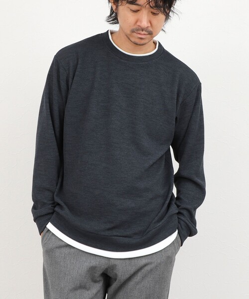 NOLLEY’S(ノーリーズ)の「メランジWフェイスダブルカラー LS Tee 26AW(Tシャツ/カットソー・メンズ・グレイッシュブルー/ネイビー/オレンジ/グレイッシュベージュ・XL/L/S/M)」の3枚目の写真