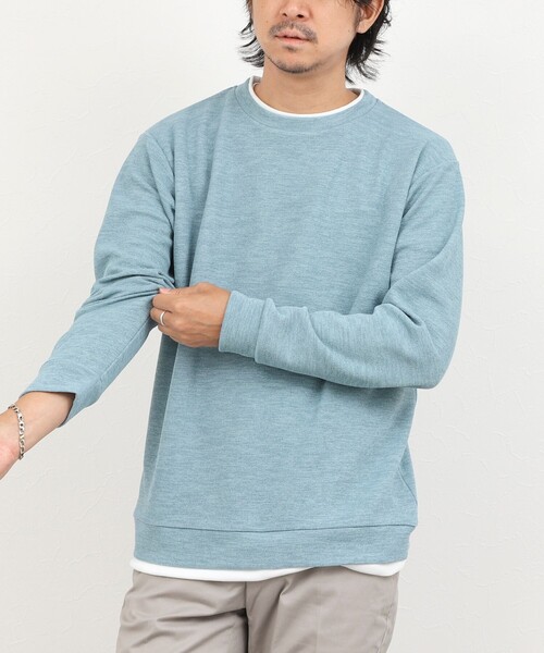 NOLLEY’S(ノーリーズ)の「メランジWフェイスダブルカラー LS Tee 26AW(Tシャツ/カットソー・メンズ・グレイッシュブルー/ネイビー/オレンジ/グレイッシュベージュ・XL/L/S/M)」の4枚目の写真