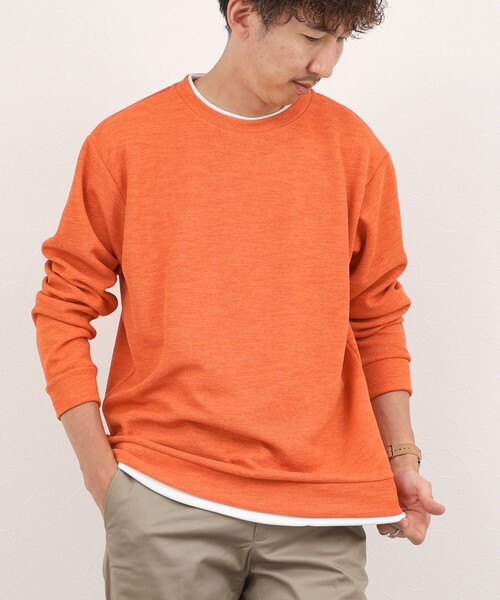 NOLLEY’S(ノーリーズ)の「メランジWフェイスダブルカラー LS Tee 26AW(Tシャツ/カットソー・メンズ・グレイッシュブルー/ネイビー/オレンジ/グレイッシュベージュ・XL/L/S/M)」の1枚目の写真